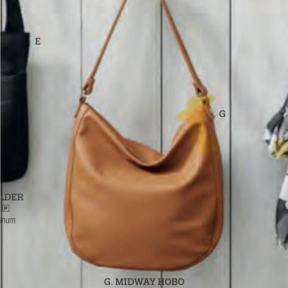 Thirty One Midway Hobo Shoulder Bag Purse in Carmel Pebble Vegan Leather
